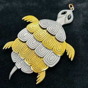 Vintage Turtle Pendant Gold & Silver Tone